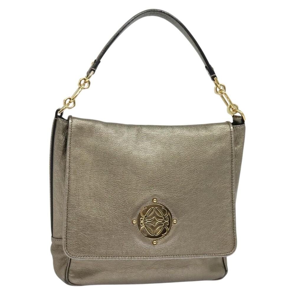 Loewe Anagram Leather Shoulder Bag Gold